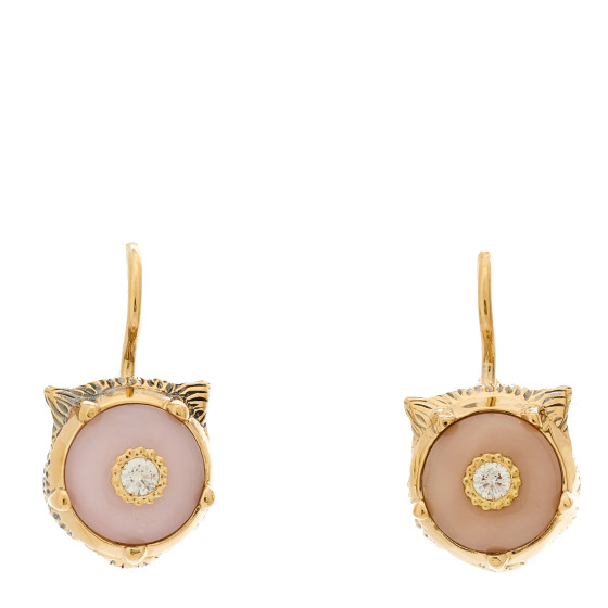 GUCCI 18K Yellow Gold Diamond Pink Opal Le Marche des