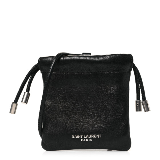 SAINT LAURENT Lambskin AirPods Crossbody Pouch Black 1651546