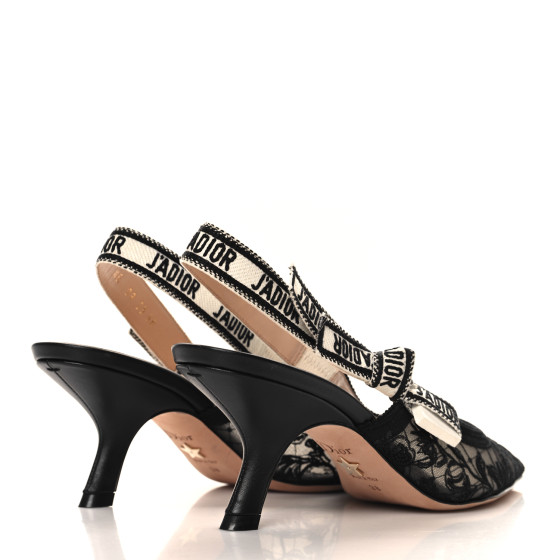 パンプス Christian Dior  ladies  slingback Christian Dior J'Adior Slingback Pumps Black Mesh & Suede