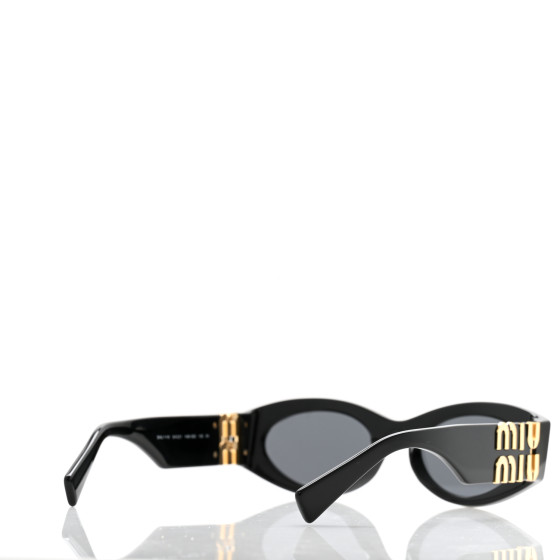 サングラス (W) Miu Miu Glimpse Sunglasses Slate Grey Black Acetate MIU MIU Acetate Miu Glimpse Sunglasses SMU11W Black Slate