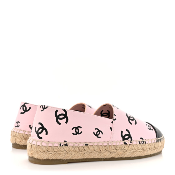 史上一番安い Printed Lambskin CHANEL Coco Pink Light 36 Espadrilles Beach チーク