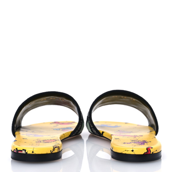 Dior☆サンダル CHRISTIAN DIOR Canvas Embroidered Zodiac Mules Slide Sandals