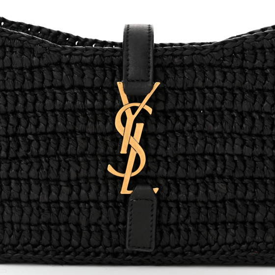 【Saint Laurent】le 5 a 7 ミニ raffia/leather Black 直営 Le 5 à 7 Mini raffia shoulder bag in black - Saint Laurent