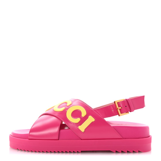 GUCCI Calfskin Elizabeth Nappa Charlotte Logo Slingback