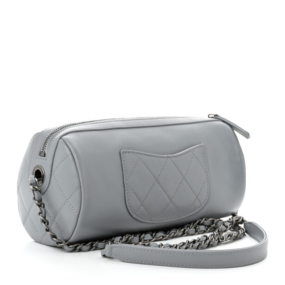 バッグ CHANEL Chanel 23B Grey Quilted Shiny Lambskin Mini CC Top Handle