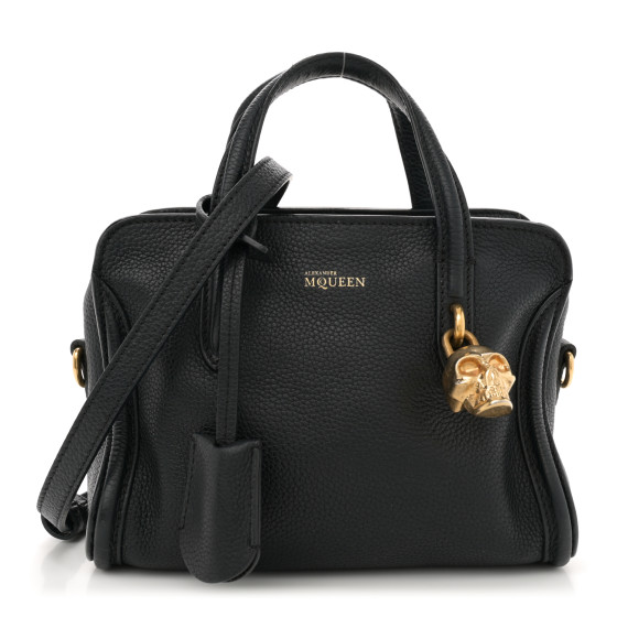 ALEXANDER MCQUEEN Pebbled Calfskin Mini Skull Padlock Zip