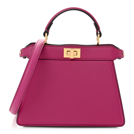 FENDI PEEKABOO POCKET NAPPA SHINY セモリーノ FENDI Vitello Seta Shiny Nappa Logo Embossed Laces Small