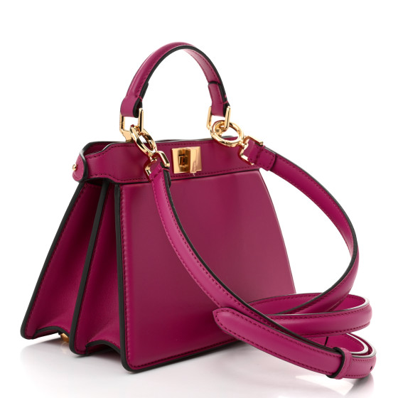 FENDI PEEKABOO POCKET NAPPA SHINY セモリーノ FENDI Vitello Seta Shiny Nappa Logo Embossed Laces Small
