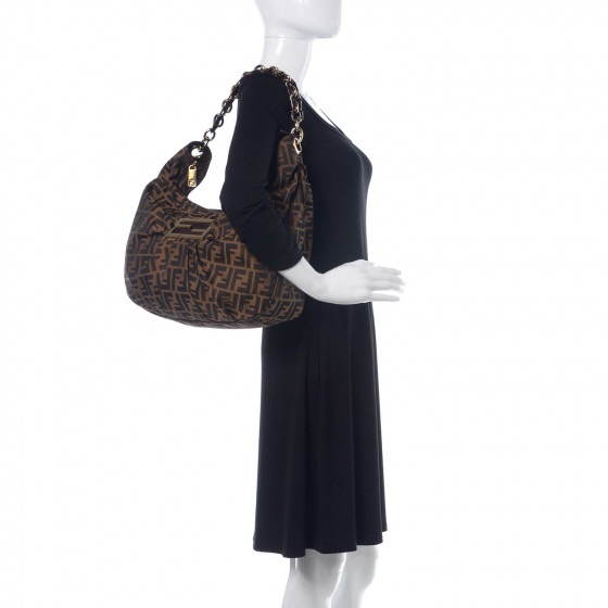 FENDI Zucca Patent Mia Hobo Tobacco 365034 | FASHIONPHILE