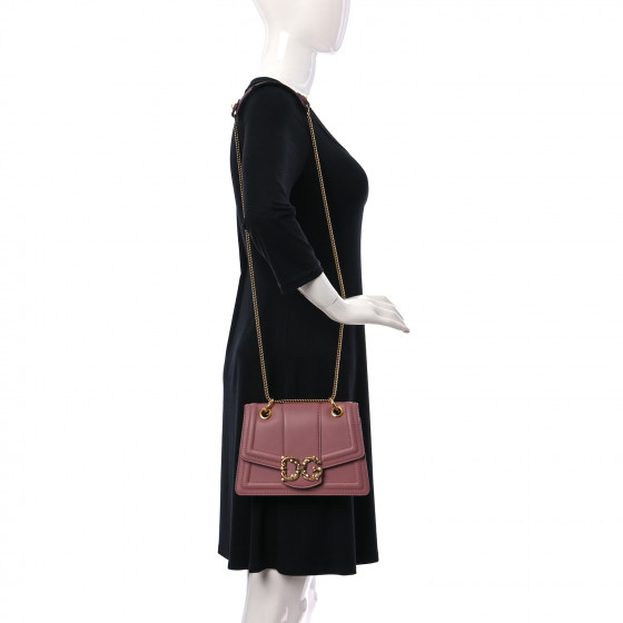 希少 DOLCE&GABBANA ドルガバ SMALL DG AMORE BAG IN CALFSKIN DOLCE GABBANA Smooth Calfskin Small DG Amore Satchel Bag