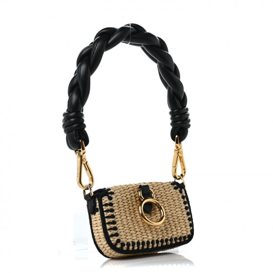 【FENDI】Nano Baguette Maxi Handle ★関税送料込み FENDI Straw Shiny Nappa Woven Nano Baguette Maxi Handle