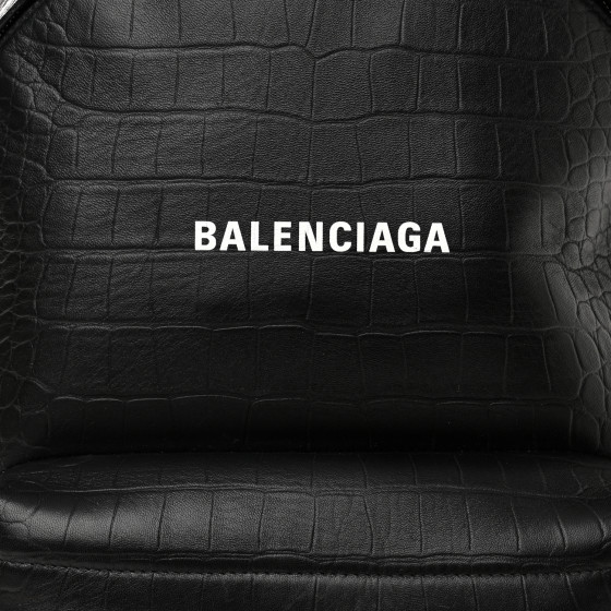BALENCIAGA Calfskin Logo Crocodile Embossed Everyday