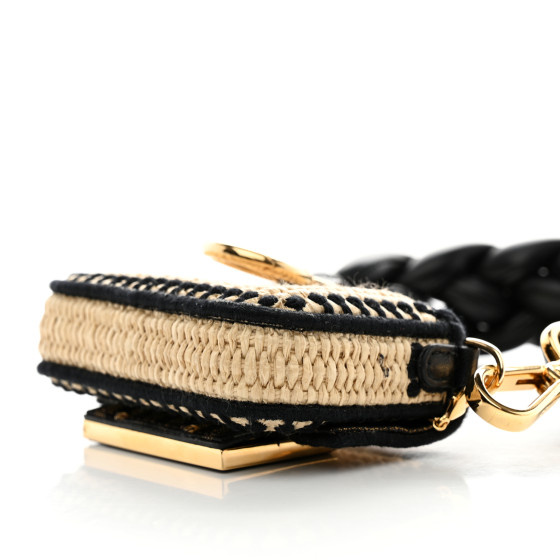 FENDI Straw Shiny Nappa Woven Nano Baguette Maxi Handle