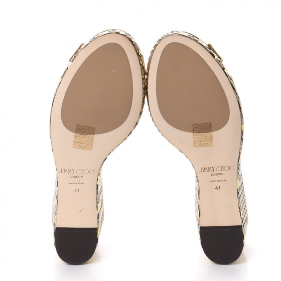 Jimmy★Choo(セールで嬉しい再入荷)上品なWedge/Amely80/Nappa JIMMY CHOO Metallic Nappa Woven Almer 80 Wedge Sandals 41