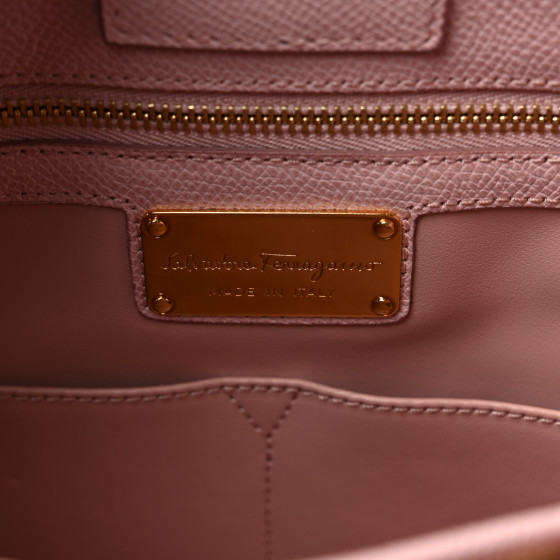 SALVATORE FERRAGAMO Hammered Calfskin Vara Bow Chain Tote