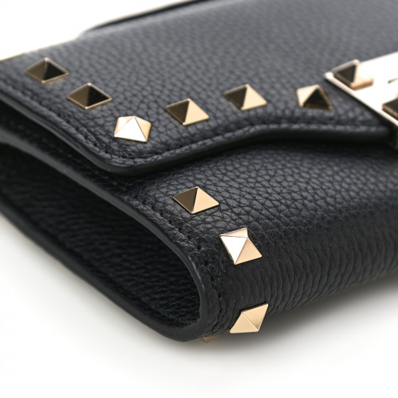 VALENTINO GARAVANI Pebbled Calfskin Rockstud Flip Lock