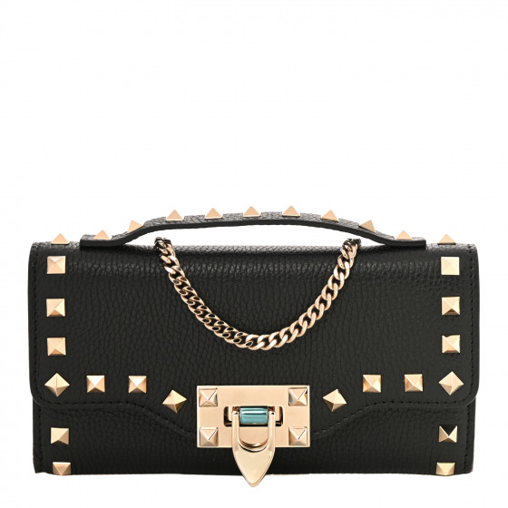 VALENTINO GARAVANI Pebbled Calfskin Rockstud Flip Lock