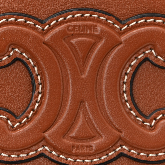 CELINE Smooth Calfskin Cuir Triomphe Mini Vanity Case Tan