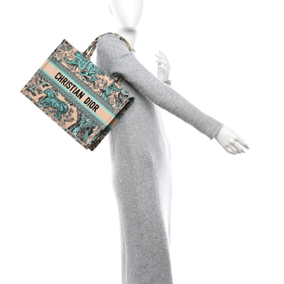 ☆アクアマリン☆ Dioriviera Dior Book Tote バッグ ミディアム CHRISTIAN DIOR Raffia Embroidered Dioriviera Medium Book
