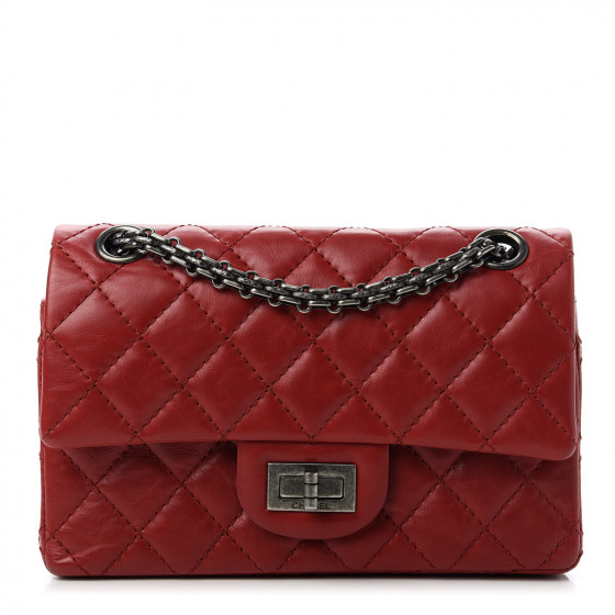 CHANEL Aged Calfskin Quilted 2.55 Reissue 224 Flap Red