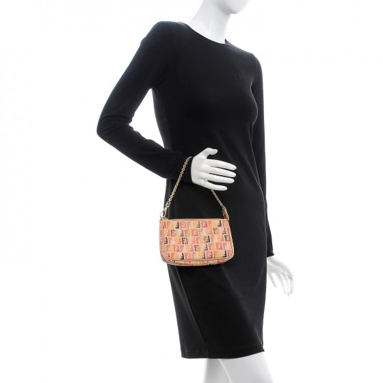 FENDI Zucchino Spalmati FF Multicolor Pochette Coral