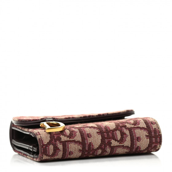 CHRISTIAN DIOR Oblique Saddle Lotus Wallet Burgundy 912298