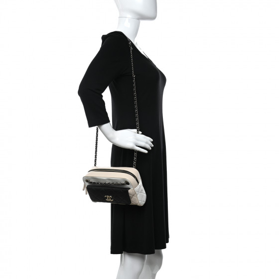 CHANEL Goatskin Quilted Tri-Color Small In & Out Camera Case