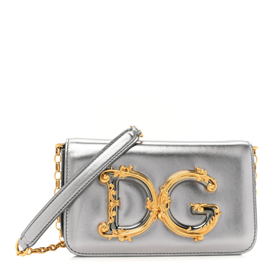 DOLCE GABBANA Metallic Nappa Mini DG Girls Shoulder Bag
