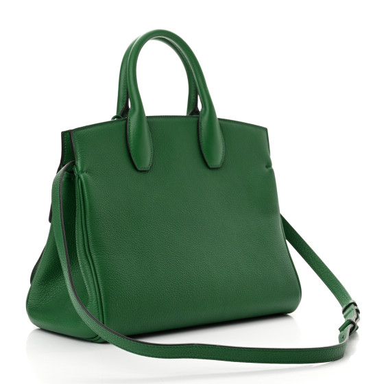 【送料&関税込】Ferragamo Teal Green Leather Medium Studio B SALVATORE FERRAGAMO Grained Calfskin Studio Top Handle Bag