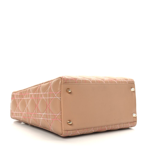 CHRISTIAN DIOR Lambskin Cannage Contrast Stitch Medium Lady