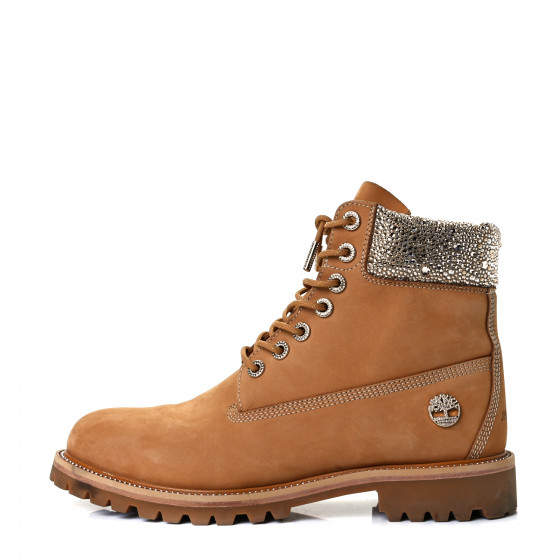 ショートブーツ・ブーティ JIMMY CHOO+ Timberland printed nubuck ankle boots Golden Mix Shimmer Suede Boots with Crystal Hotfix | JC X