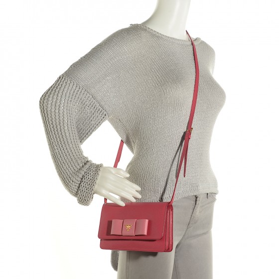 PRADA Saffiano Lux Mini Promenade Tote Peonia 1044939