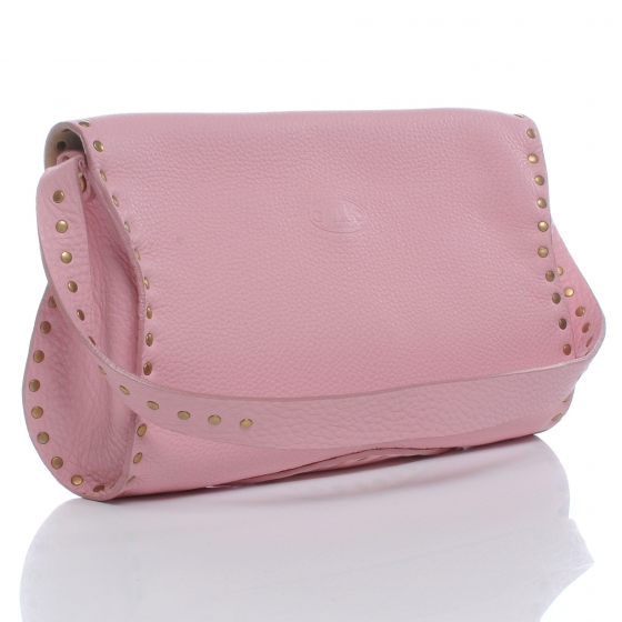 CELINE Leather Studded Shoulder Bag Pink 47843 | FASHIONPHILE