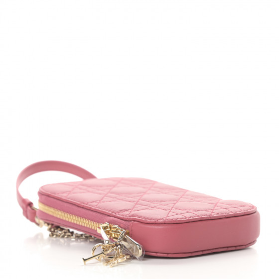 CHRISTIAN DIOR Lambskin Cannage Lady Dior Phone Holder