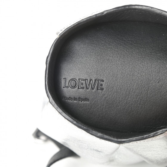 LOEWE Metallic Calfskin Mini Elephant Crossbody Bag Silver
