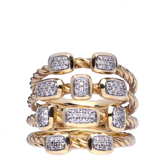 「DAVID YURMAN」18Kゴールド＆ダイヤモンド リング DAVID YURMAN 18K Yellow Gold Diamond 15mm Stax Five-Row Ring