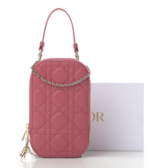 LADY DIOR PHONE HOLDER 星スタッズ CHRISTIAN DIOR Lambskin Star Studded Lady Dior Phone Holder