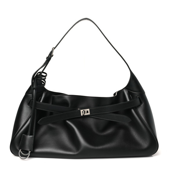 BALENCIAGA Smooth Calfskin Medium Bel Air Shoulder Bag Black