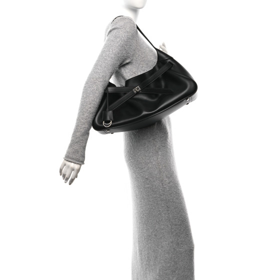 BALENCIAGA Smooth Calfskin Medium Bel Air Shoulder Bag Black