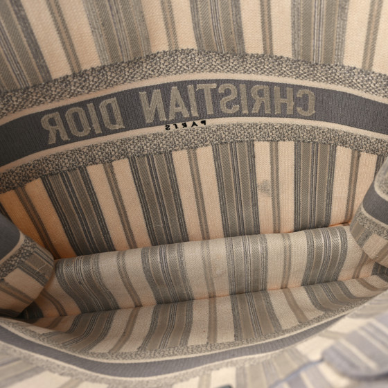 CHRISTIAN DIOR Canvas Embroidered Large Stripes Book Tote