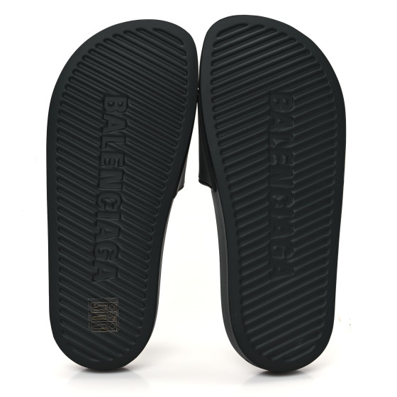 BALENCIAGA Rubber Womens BB Pool Slide Sandals 36 Black