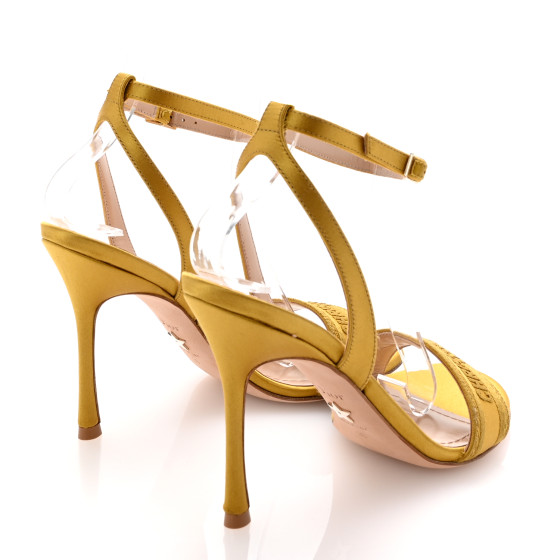 CHRISTIAN DIOR Cotton Strass Embroidered Dway Heeled Sandals
