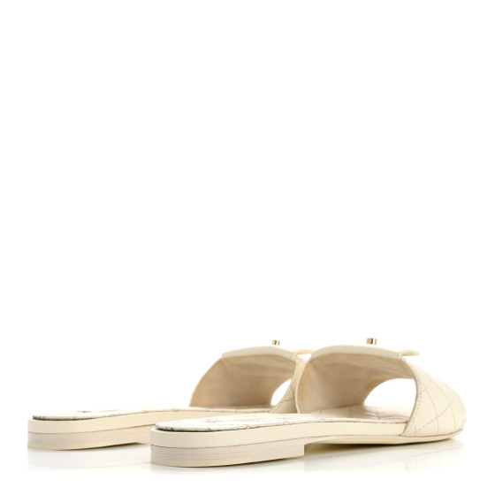 CHANEL Lambskin Quilted CC Turnlock Sandals 38.5 Ivory
