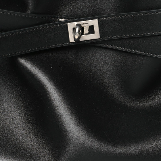 BALENCIAGA Smooth Calfskin Medium Bel Air Shoulder Bag Black