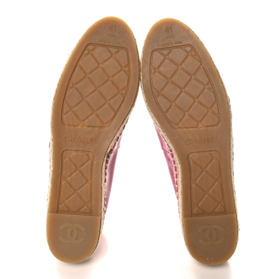 CHANEL Patent Calfskin CC Espadrilles 41 Fuchsia Black