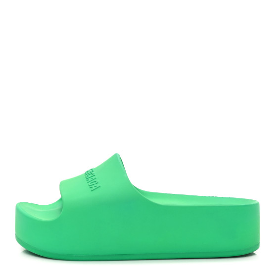 BALENCIAGA Rubber Womens Chunky Slide Sandals 36 Green