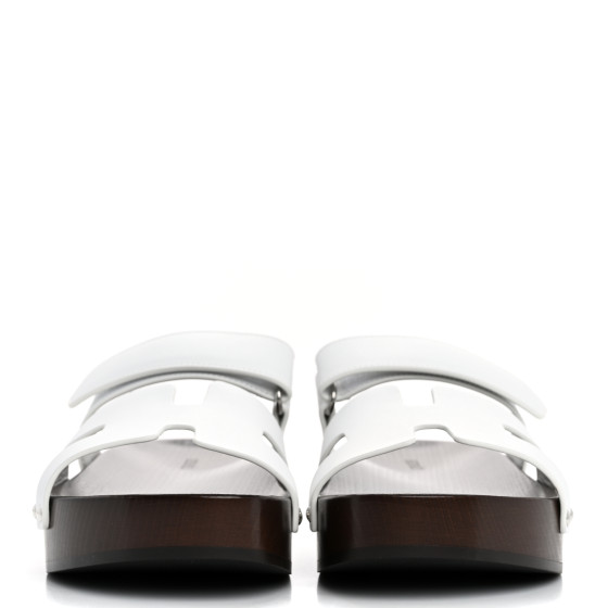 【Blanc♡】HERMES Sabots Kos HERMES Calfskin Womens Kos Clog 35 White 1654174 | FASHIONPHILE