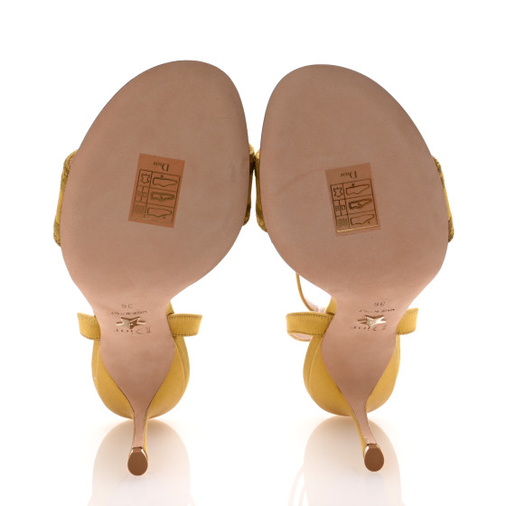 Dior ヒール CHRISTIAN DIOR Cotton Strass Embroidered Dway Heeled Sandals