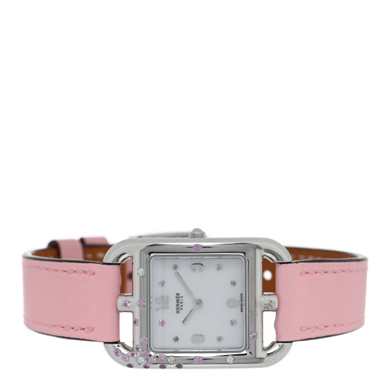 HERMES Stainless Steel Swift Diamond Pink Sapphire Mother of