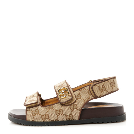 【可愛いモノグラム♪】GUCCI Women Sandals Women's sandal with Double G in beige and dark brown GG